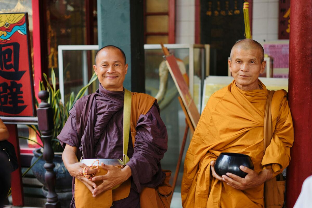 Two Buddhist Monks Smiling Photo